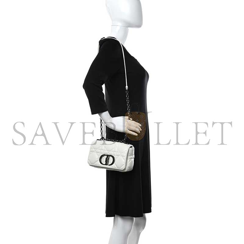 D*or lambskin macrocannage small D*or caro bag ivory (20*12*7cm)